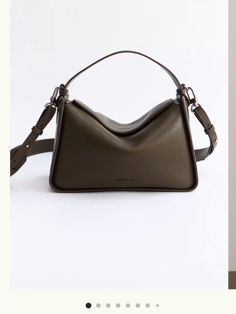 The Horse Clementine Khaki Pebbled Leather Shoulder Bag
